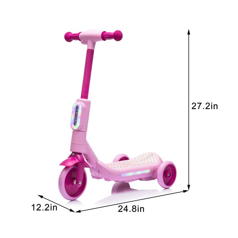 2in1 Kids Ride On Three-Wheel Balance Electric Scooter,Toy For Kids,Tail Color Lights W/Spray,Wider Pedal,For Kids 3-6