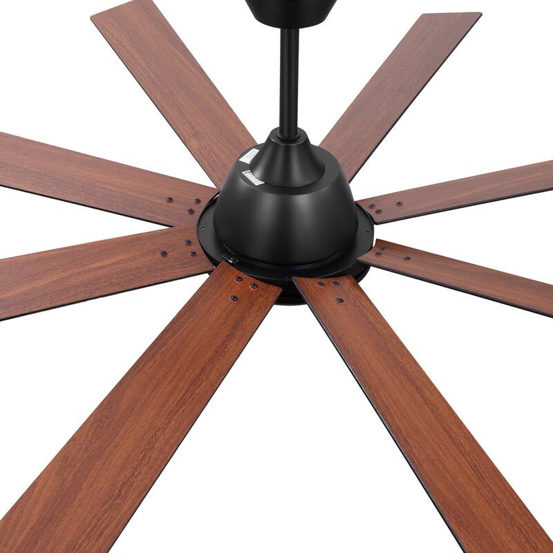 65"/72" Modern Black LED Ceiling Fan with Light Remote (8 Reversible Blades)
