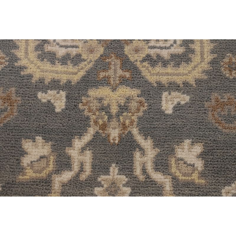 Gray Oushak Oriental Area Rug Handmade Floral Wool Carpet - 3'11" x 6'0"