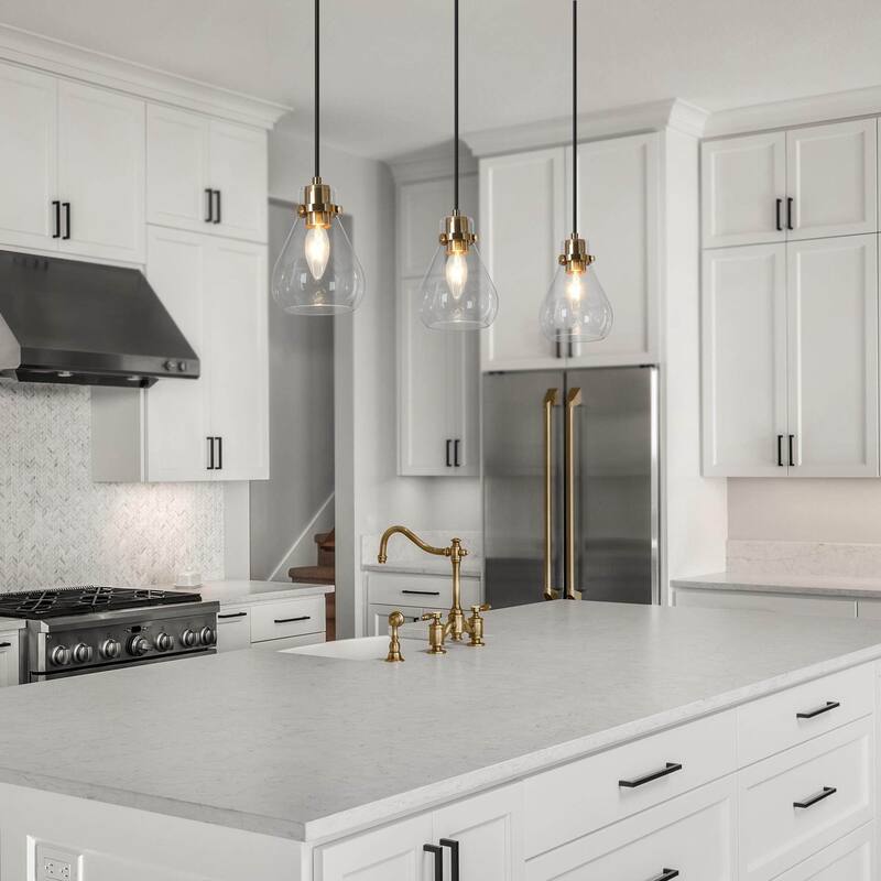 Marsie Modern Ceiling Light 3-light Farmhouse Flush Mount Drop Down Pendant Light Globe Glass