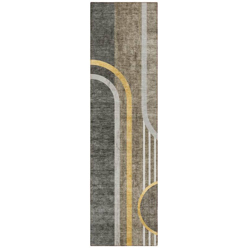 Machine Washable Indoor/ Outdoor Chantille Mid Century Modern Rug