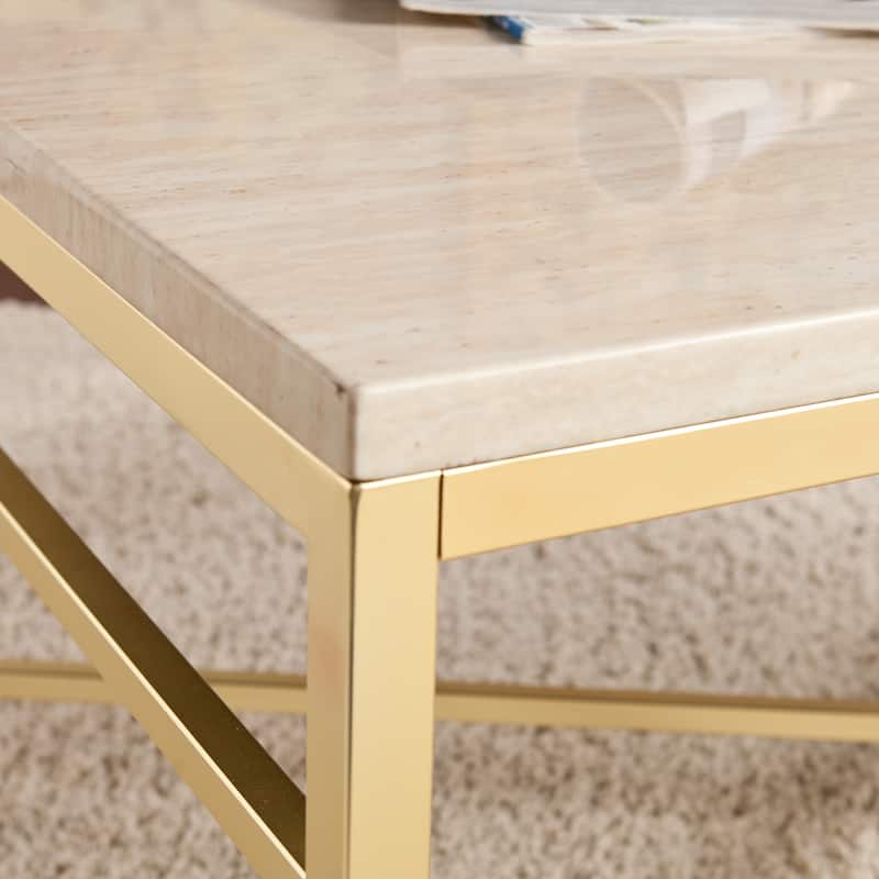 SEI Furniture Grant Rectangular Faux Stone Coffee Table - 42" x 18"
