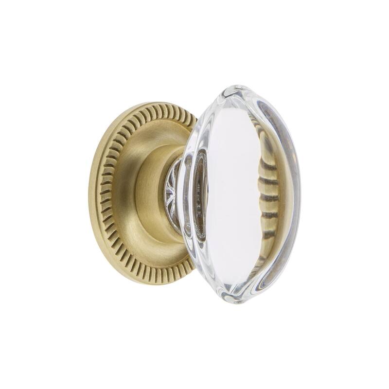 Grandeur PROV-CRYS-KNOB-NEWP Provence 1-3/4" Solid Crystal Vintage - Satin Brass