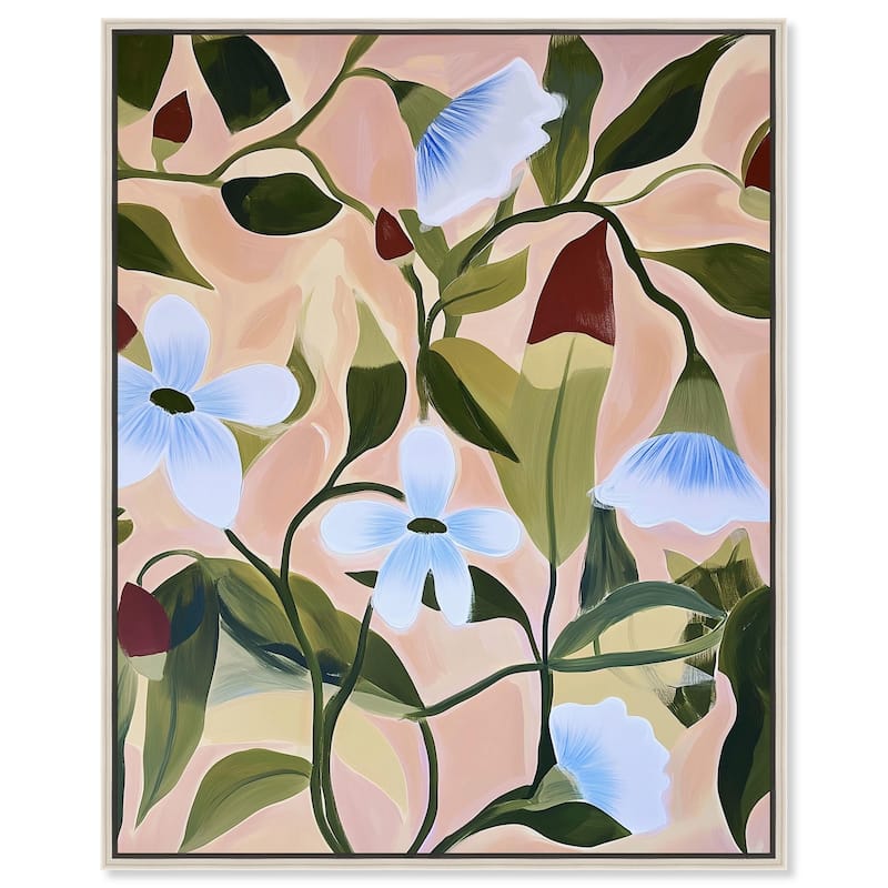 Bold Peach Petal Motif Canvas by Art Remedy - 16" x 20" - Silver