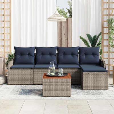 vidaXL 6 Piece Garden Sofa Set with Cushions - 90.9×24.4×27.2