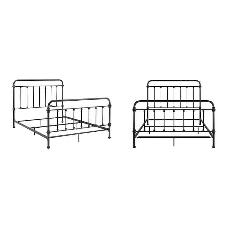 Sigulda Graceful Lines Victorian Metal Bed - Black - Queen