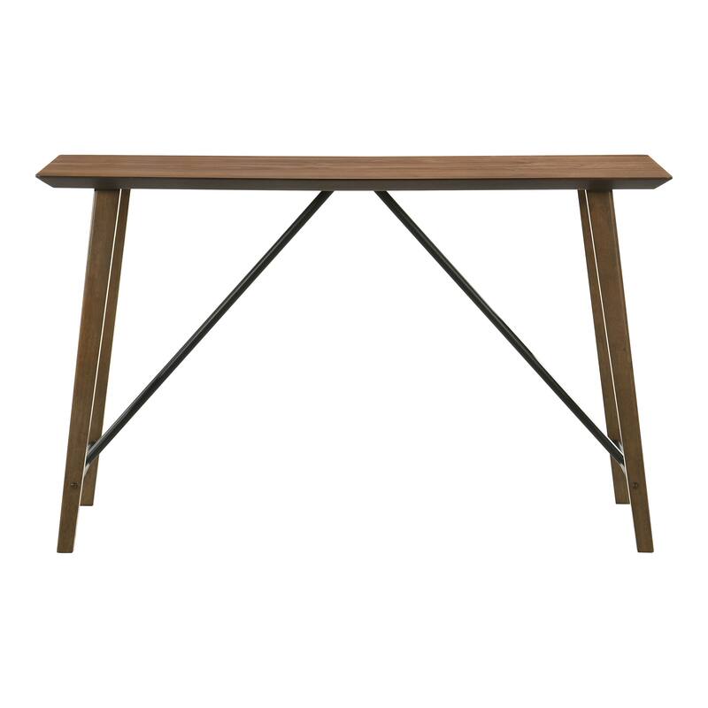 Furniture of America Nallin Mid-Century Modern Walnut 59-inch Wood Trestle Base Counter Height Dining Table