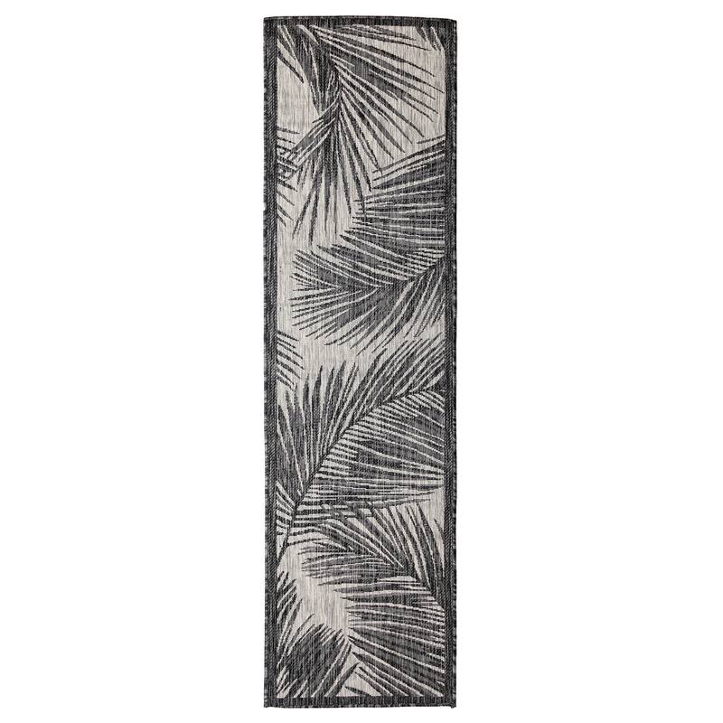Liora Manne Carmel Fronds Indoor/Outdoor Rug Black - 1'11"x7'6" Runner