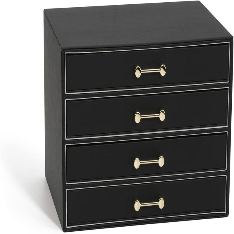 Stackable Jewelry Trays Organizer - 7.48"D x 5.51"W x 6.3"H - Black