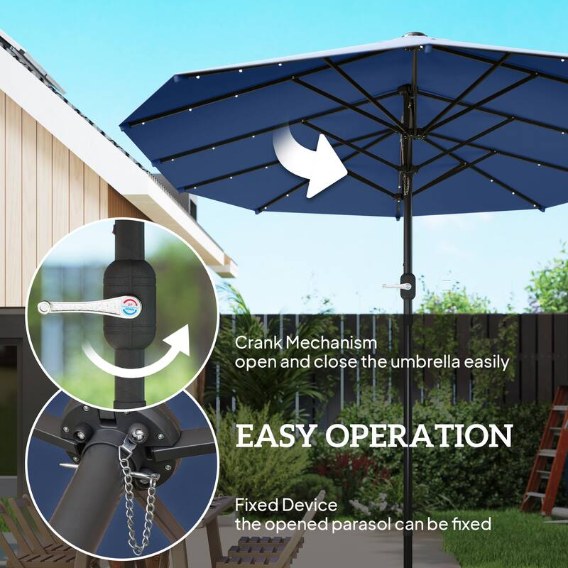 Double-Sided Large Patio Umbrella with Crank Handle Outdoor Canopy for Backyard Garden or Patio