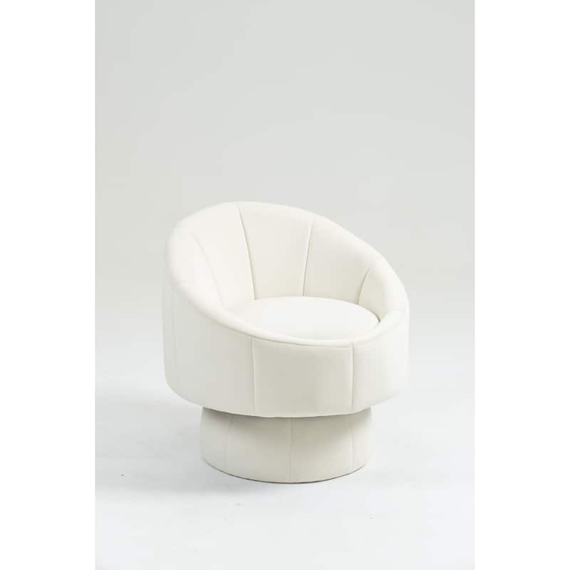Modern 28.75" Velvet Upholstered 360° Swivel Accent Chair with Wood Frame and Waist Cushion
