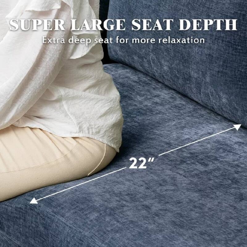 Modern Chenille Sectional Sofa with Reversible Chaise and Ottoman, Perfect for Living Rooms with Sleeper Function