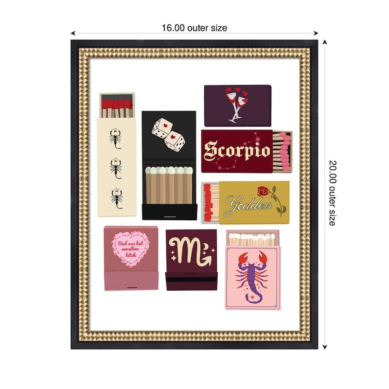 Kate and Laurel Scorpio Matchbooks 14x18 FC by Megan Ryan Framed Wall Art Print