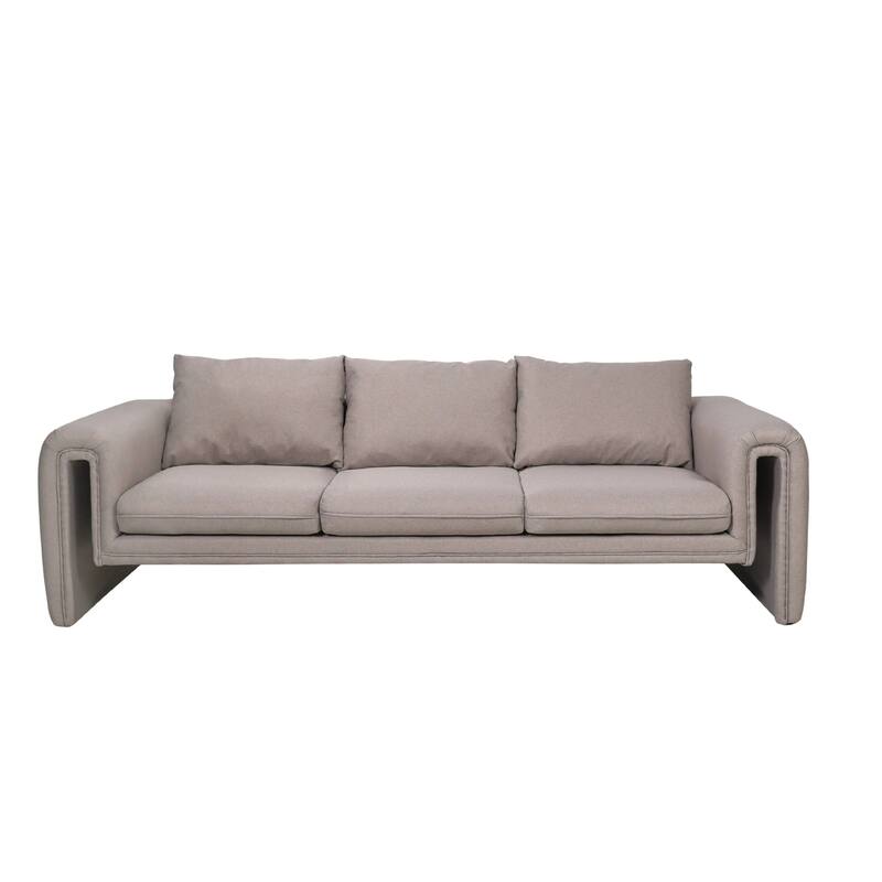 Ely Three-Seater Sofa Upholstered in Linen with Iron Frame and Removable Cushions