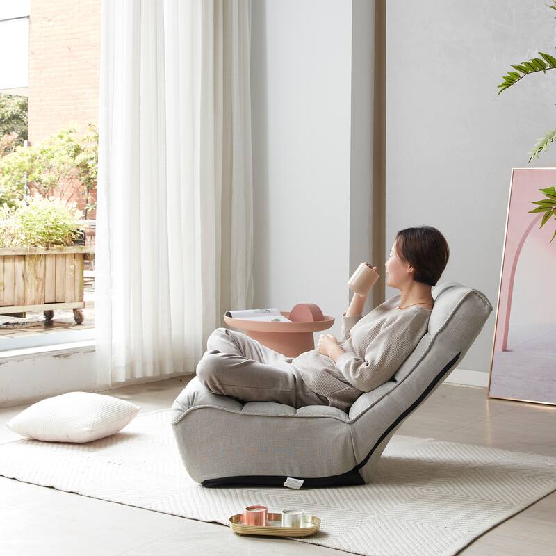 Gray 23.6" High Back Foldable Recliner Chair