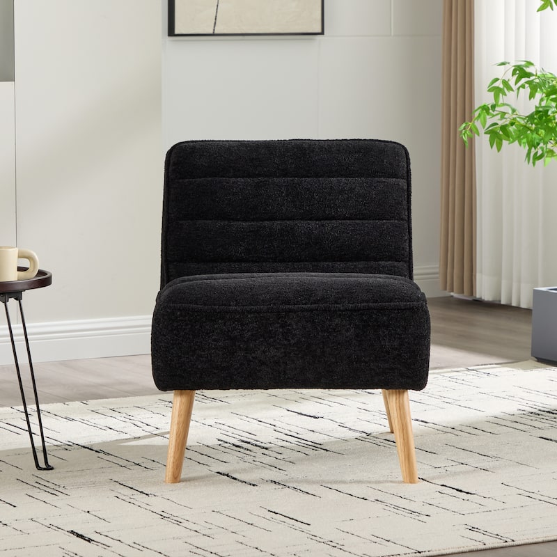 24.4"W Modern Upholstered Armless Accent Chair with Wood Legs