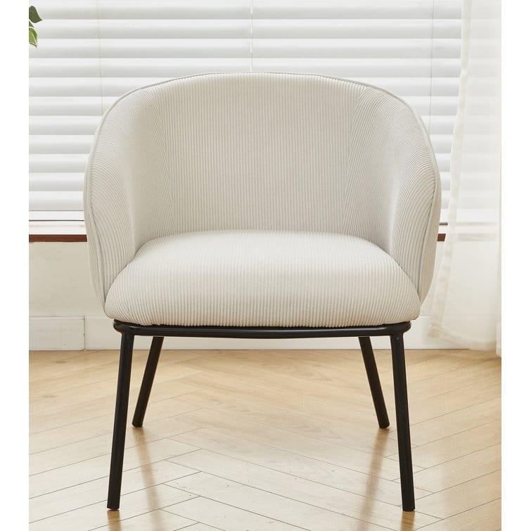 Corduroy Design Luxury Elegance Modern Channel Chair with Black Metal Legs Complement the Chic