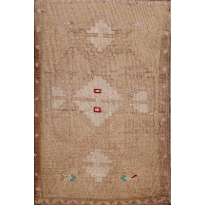 Hand Knotted Oriental 100% Wool Carpet Transitional Tribal Brown Anatolian Area Rug - 2' 11'' X 1' 9''