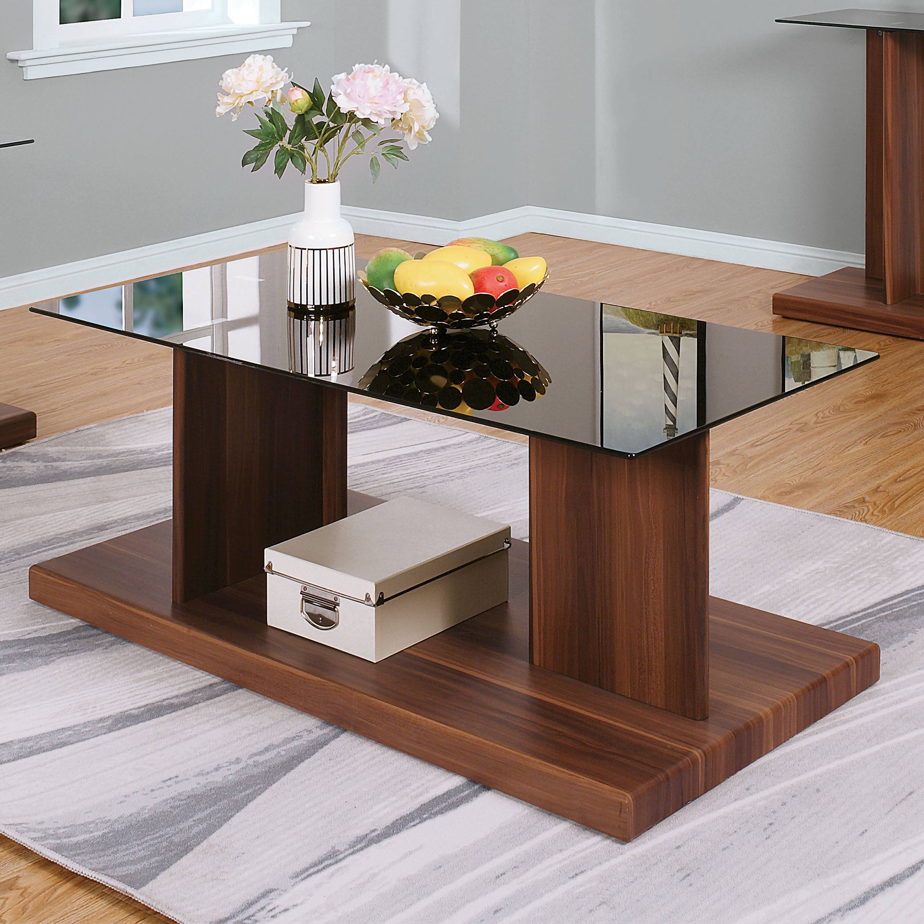 Demoline Contemporary 47inch Glass Top 1Shelf Coffee Table by