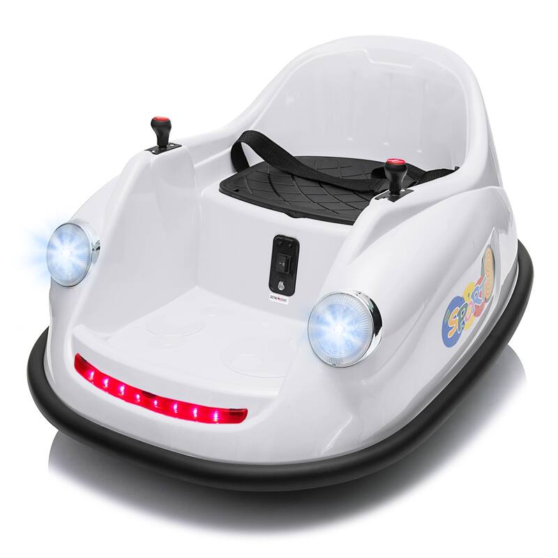 12V Kids Ride On Bumpin Bumper Car 360 Degree Spin - White