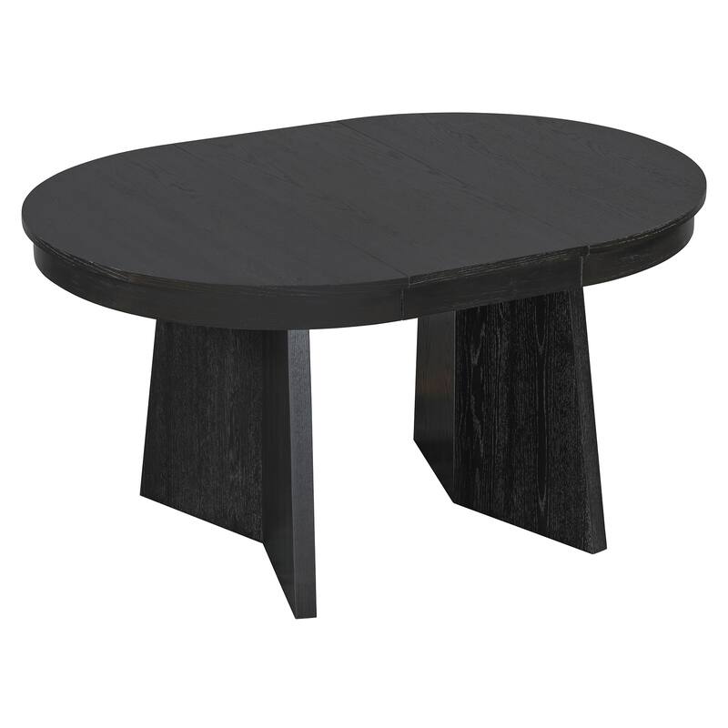 5-Piece Extendable Round Dining Table Set with Upholstered Chairs, Rattan Backrests Table with Adjustable Tabletop