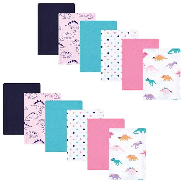slide 1 of 1, Hudson Baby Infant Girl Cotton Flannel Burp Cloths Bundle, Cuteasaurus, One Size - Cuteasaurus - One Size One Size - Cuteasaurus