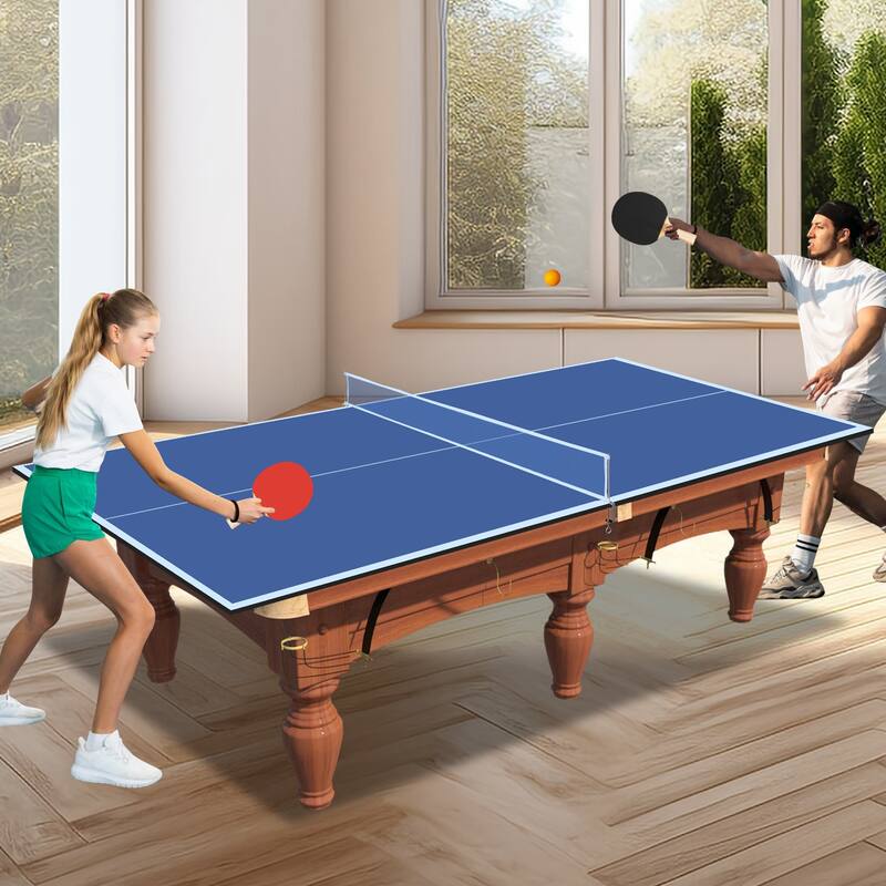 48”x96” Blue Foldable Ping Pong Conversion Table with Net and Protective Pads for Indoor Use - 48”L x 96”W