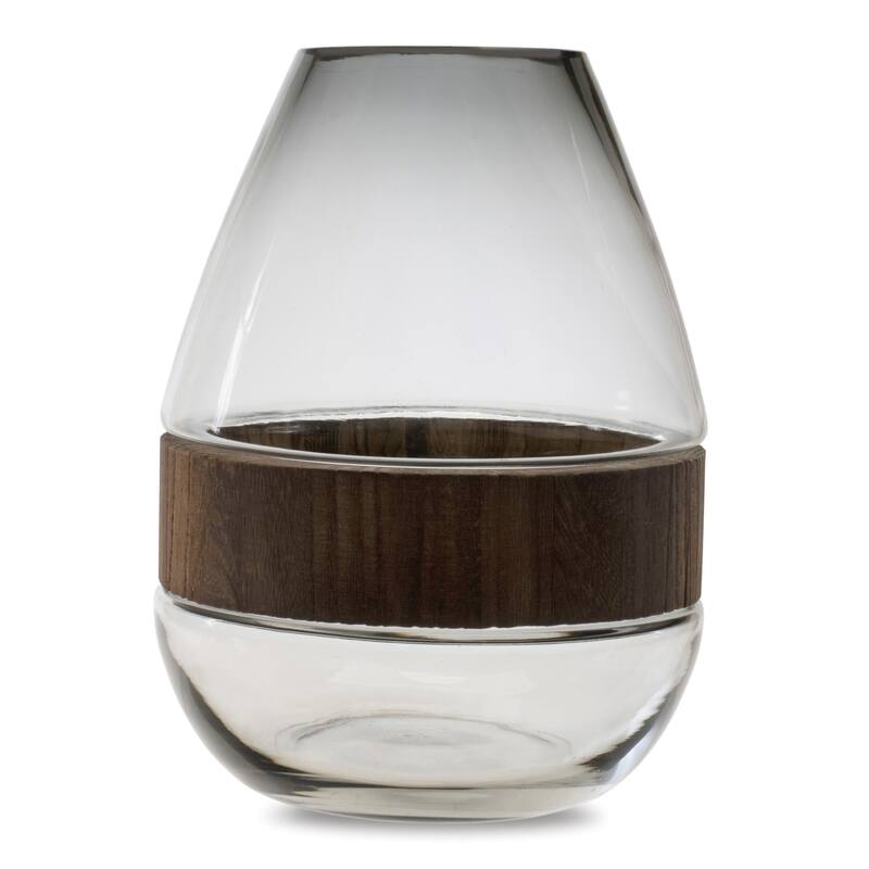 Stoneware Bud Vase - 10" - Clear and Brown