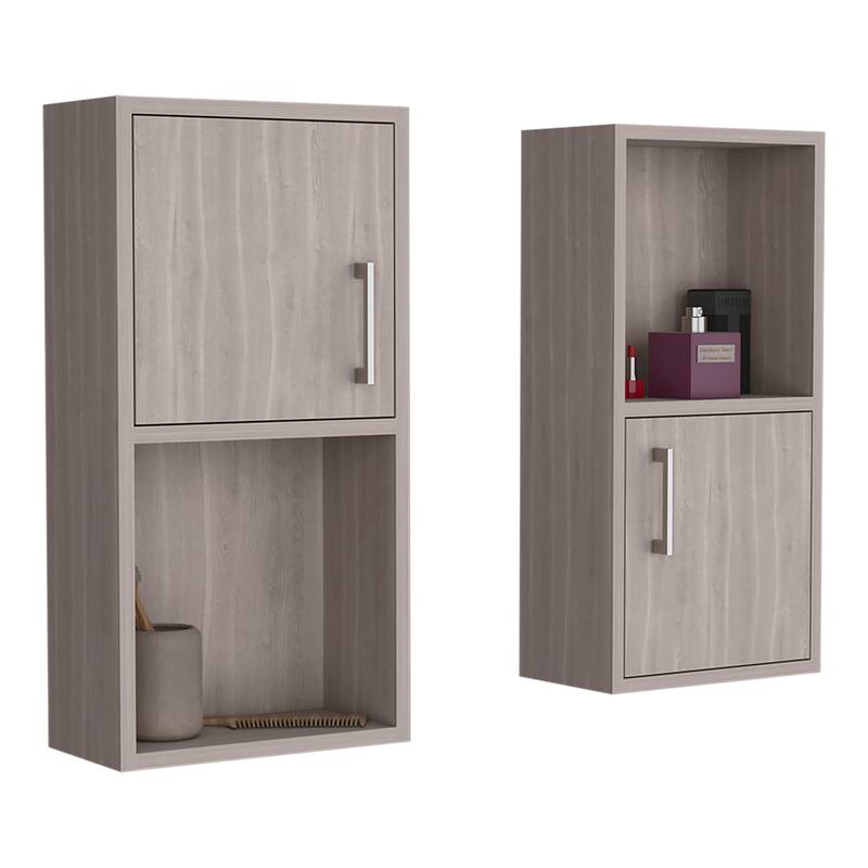 Wall Mounted Bathroom Medicine Cabinet 24" H, Two Doors and Shelves, Oak Finish, Space-Saving Design