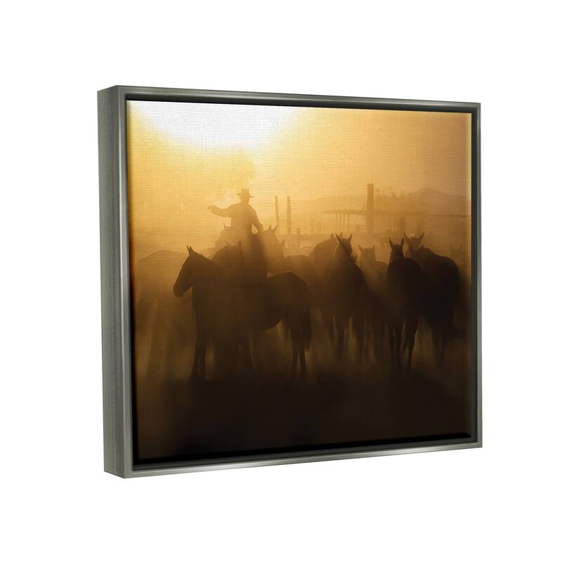 Stupell Western Cowboy at Dusk Framed Floater Canvas Wall Art Design by PBurchettePhoto