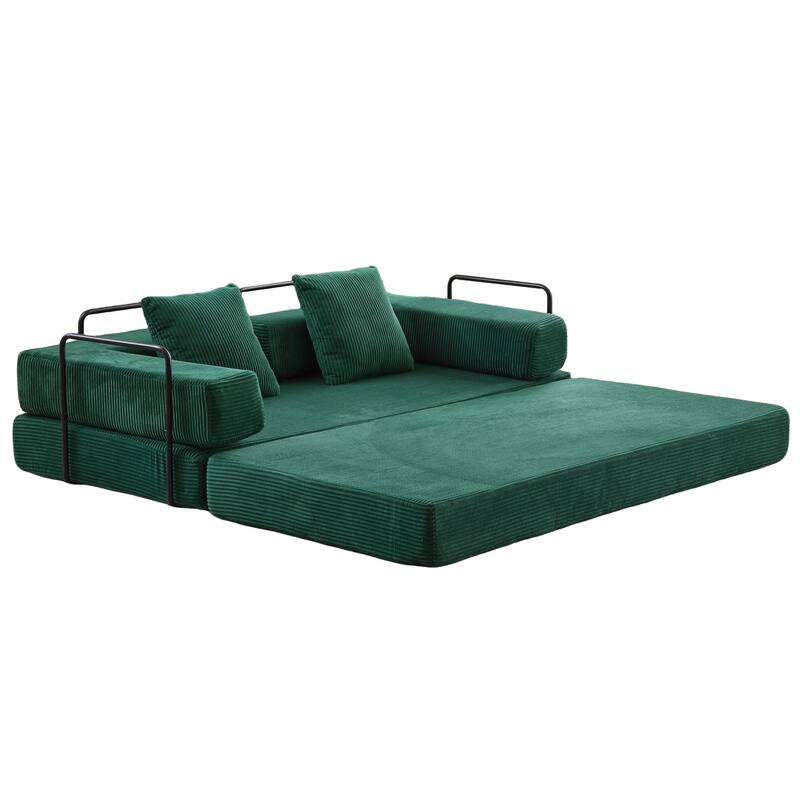 Convertible Futon Couch Lounge Sleeper Bed Bed-with Pillow Back Support Armrest
