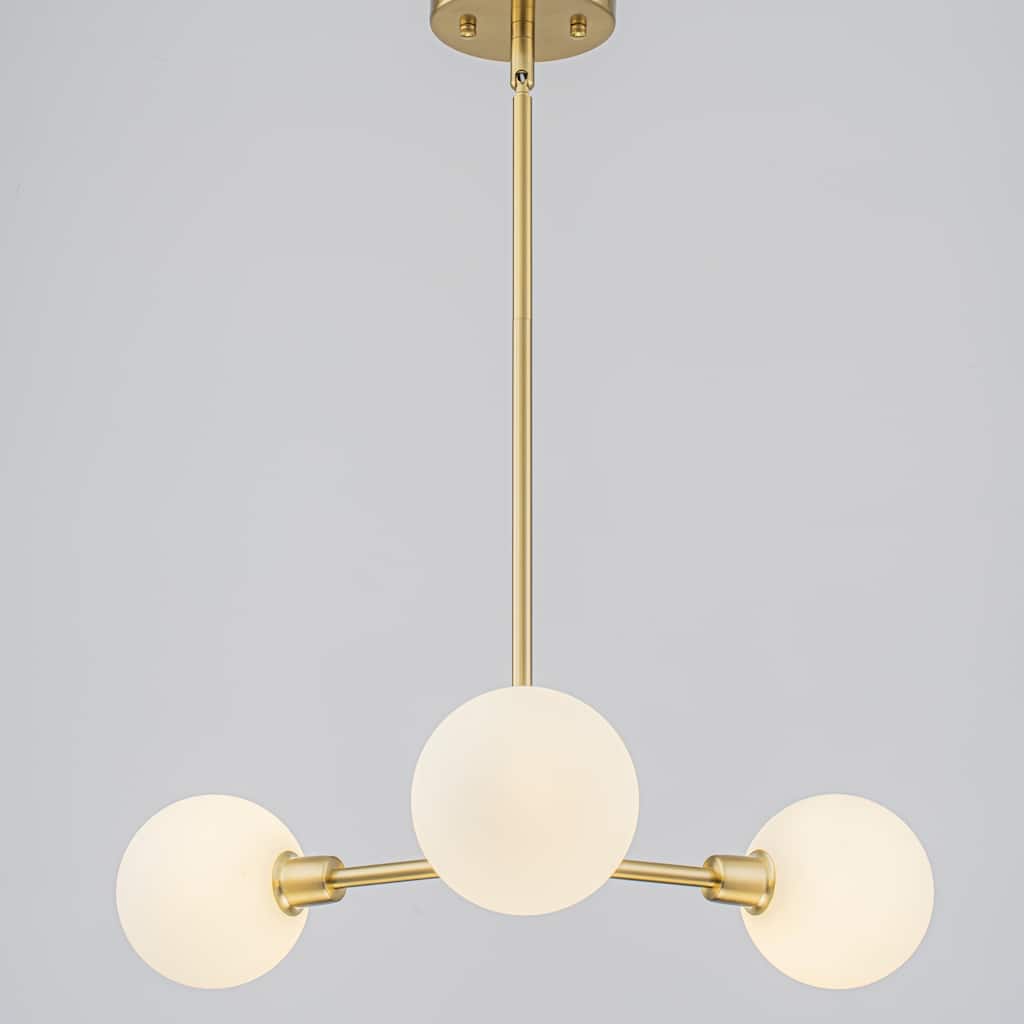 Rennnsan 3-Light Mid-Century Modern Sputnik Gold & Matte Black Optional Opal Glass Globe Pendant Light for Dining Room
