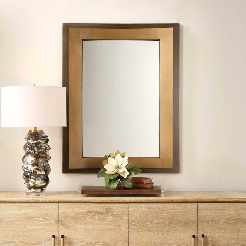 Uttermost Around The Bend Golden Bronze Mirror - 35.38" W x 44.88" H x 3.75" D