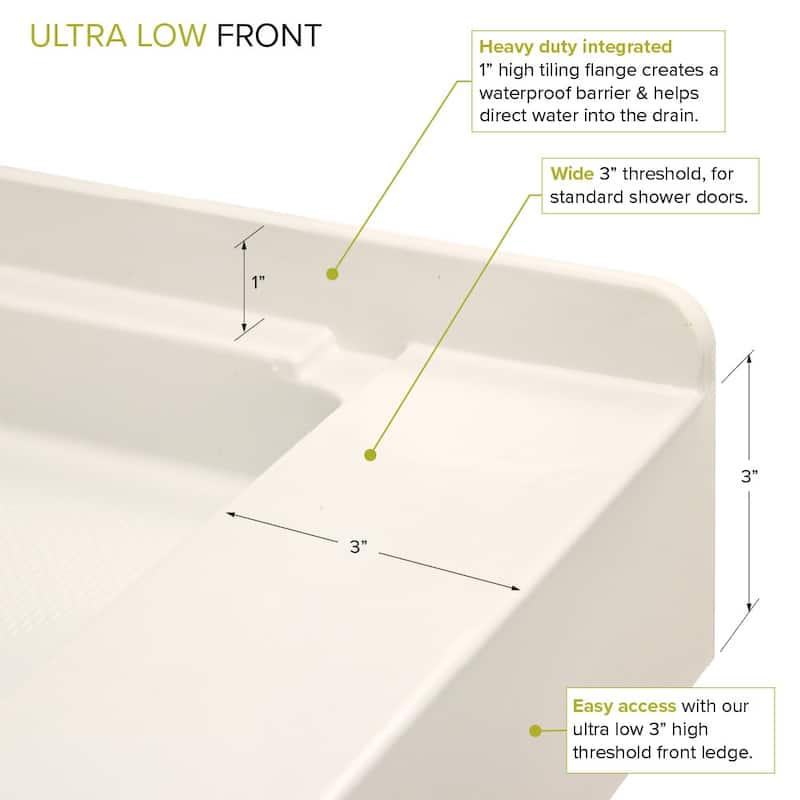 Transolid FL6034C FL-Series 60" x 34" Rectangular Shower Base with