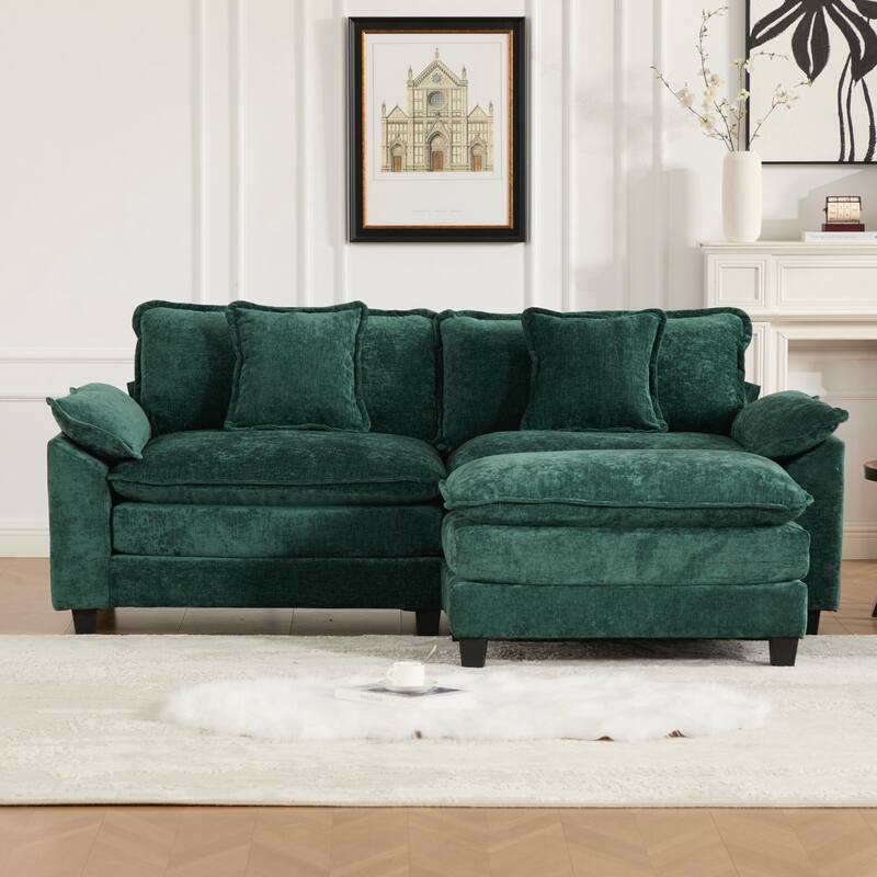 Modern Sectional Couch, for Living Room Bedroom and Apartment, Comfy Double Layer Upholstered Seat Cushion