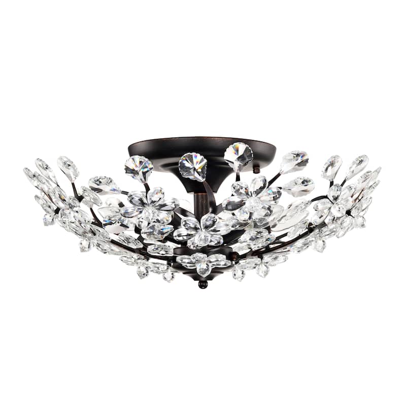 Isabel 5-light Crystal Glass Flowers Blooms Flush Mount