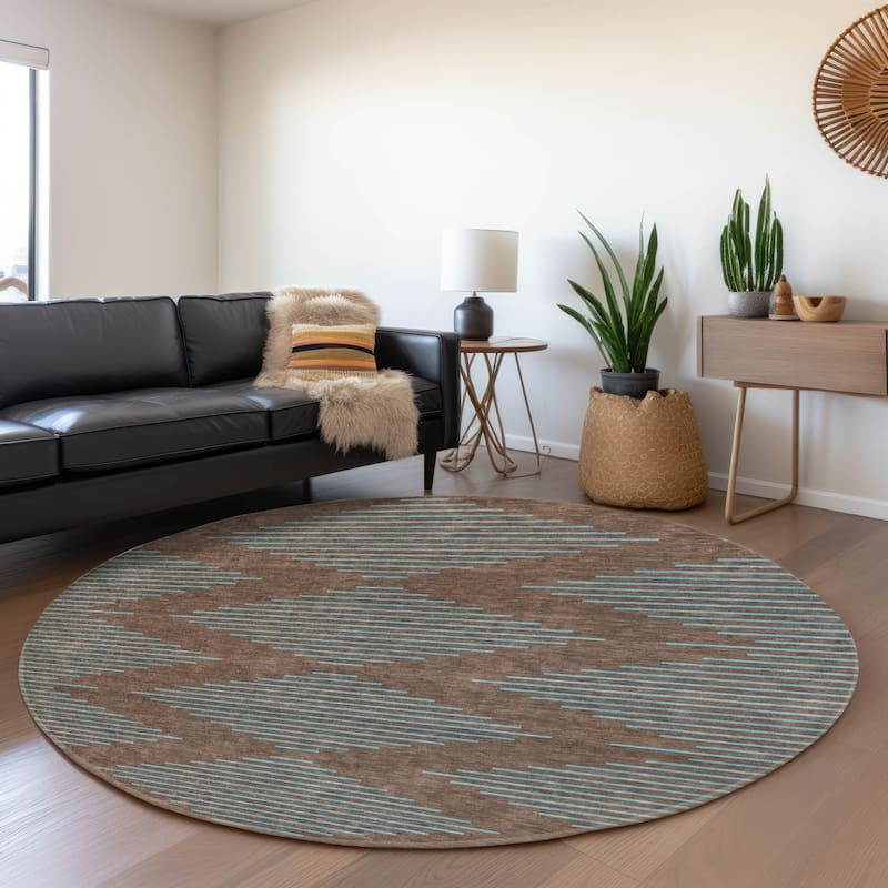 Premium Washable Super Soft Global Stripes Mayfield Rug - Brown - 8' x 8'