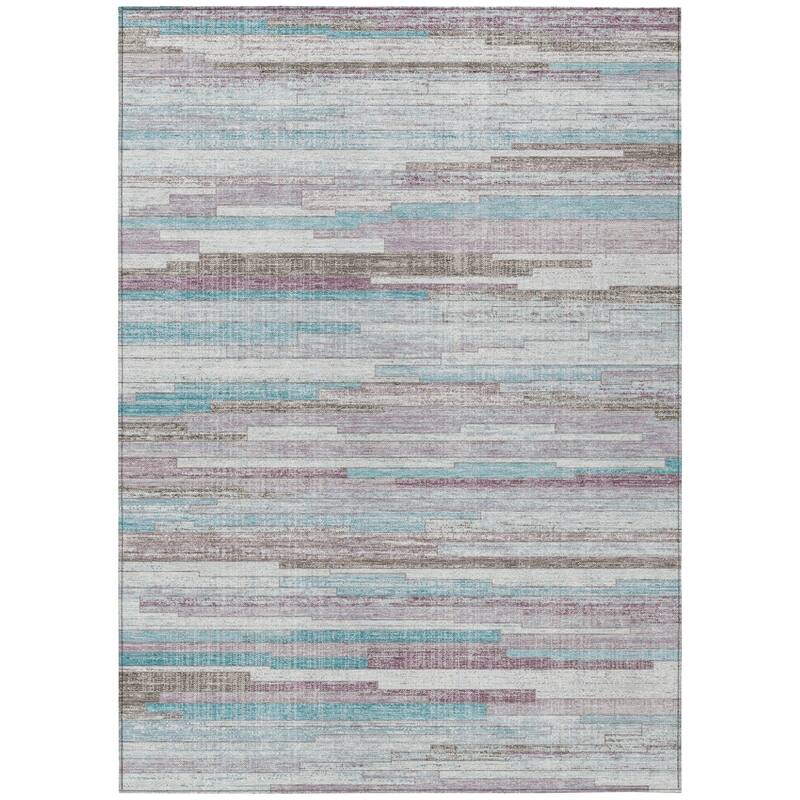 HomeRoots Striped Transitional Rectangle Outdoor Rug