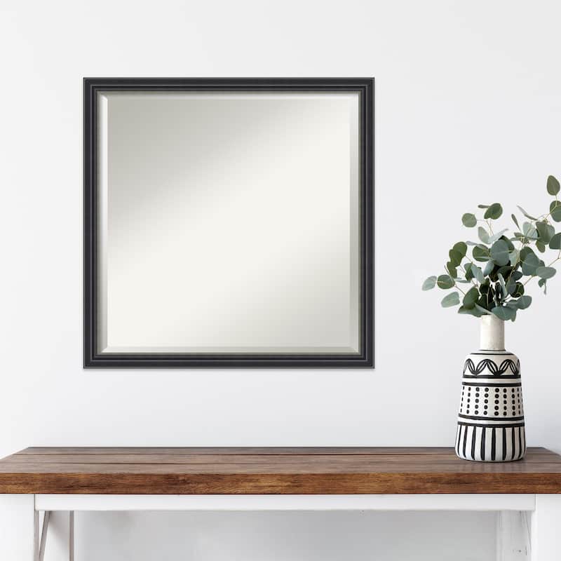 Stylish Black Beveled Wood Framed Wall Mirror - Stylish Black