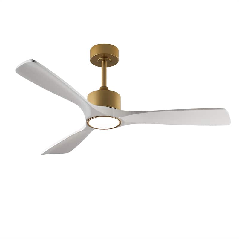 52 Inch 3 Rod Solid Wood Ceiling Fan With Light Kit Dimmable LED, DC 6 Speed ,Remote Control Ceiling Fan