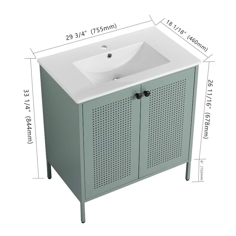 30 inch Freestanding Bathroom Vanity Set with Integrated Ceramic Sink