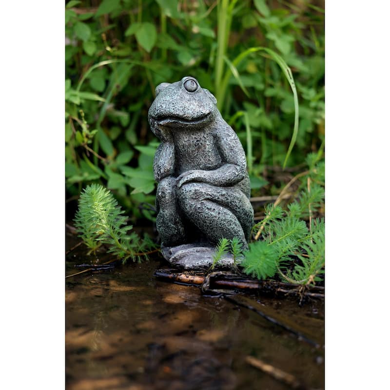Thinking Frog Outdoor Garden Statue - 10.25"