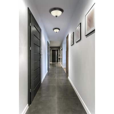 Westinghouse Harwell Two-Light Indoor Flush Mount Ceiling Fixture, Amber Bronze Finish with Frosted Glass