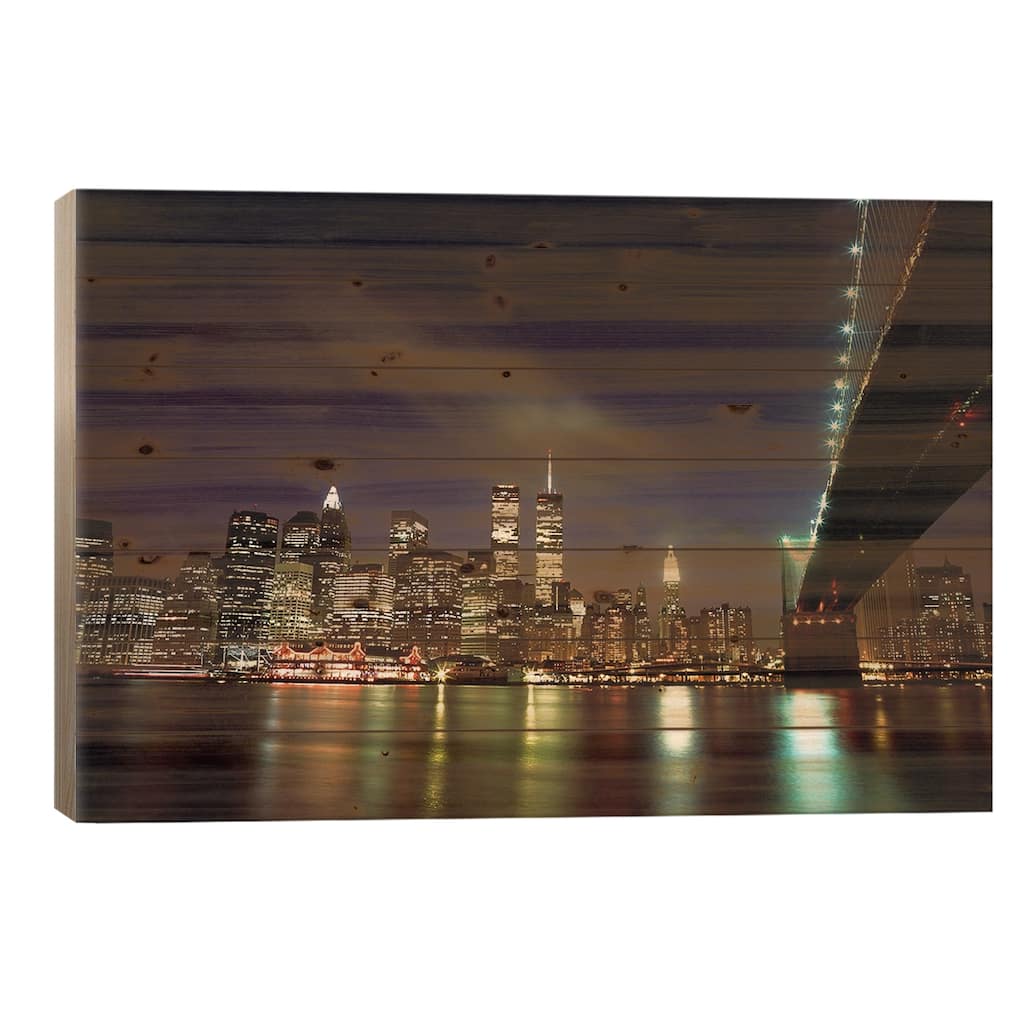 Downtown New York Print On Wood by Unknown Artist - Multi-Color