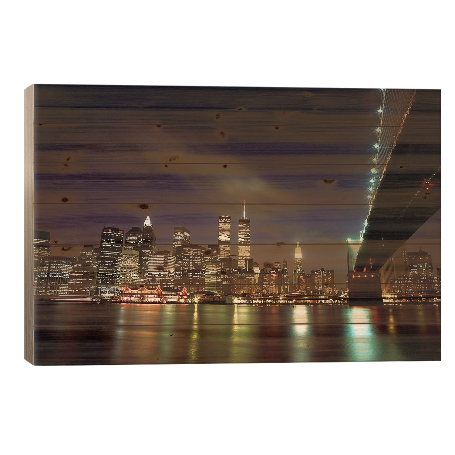 Downtown New York Print On Wood by Unknown Artist - Multi-Color