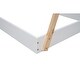 preview thumbnail 8 of 8, Twin Size Tent Floor Bed with X-Shaped Railings, Triangle Structure, Solid Wood Frame, and Hanging Board, White+Natural