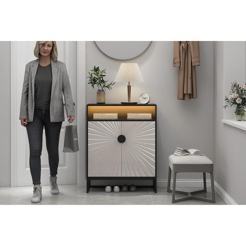 12 Pairs Shoe Storage Cabinet with Adjustable Shelves