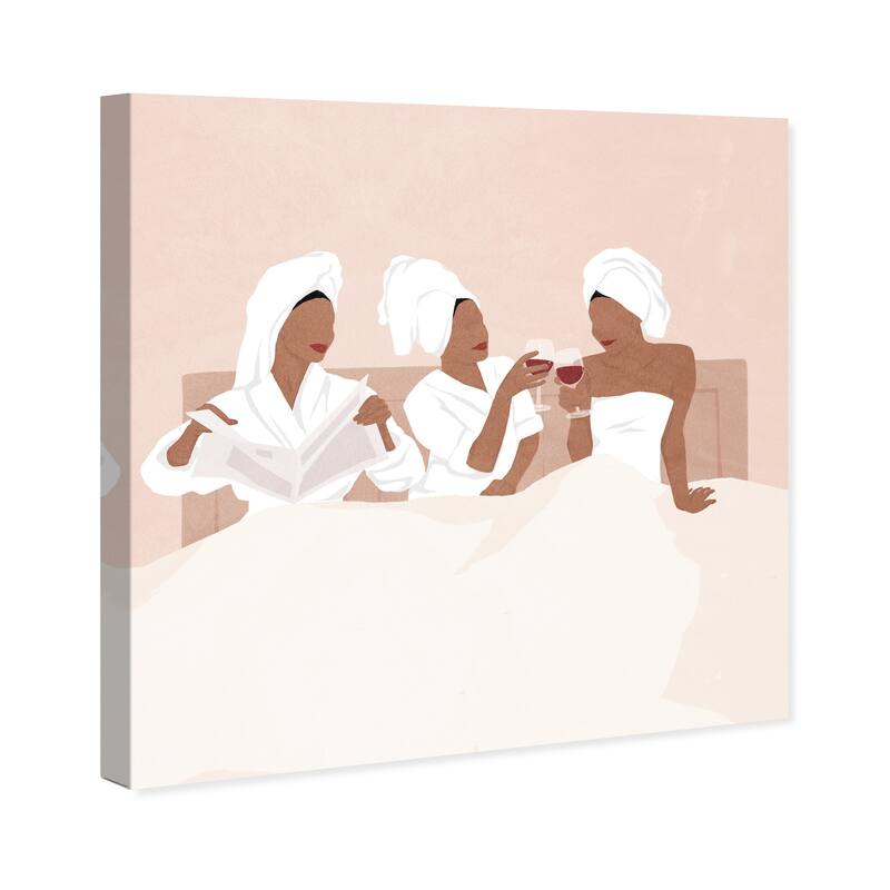 Wynwood Studio Canvas People and Portraits Glam Sleepover Pink and Light Pink Glam Wall Art Canvas Print
