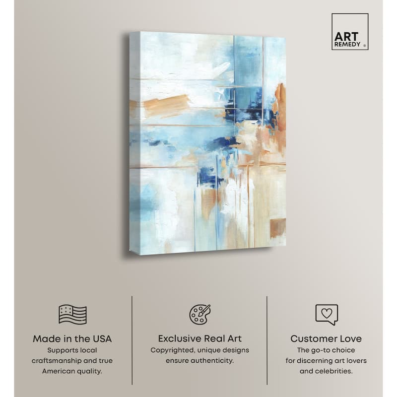 Art Remedy House Of Lines I Gallery Wrapped Blue Abstract 1 Piece Canvas Wall Art
