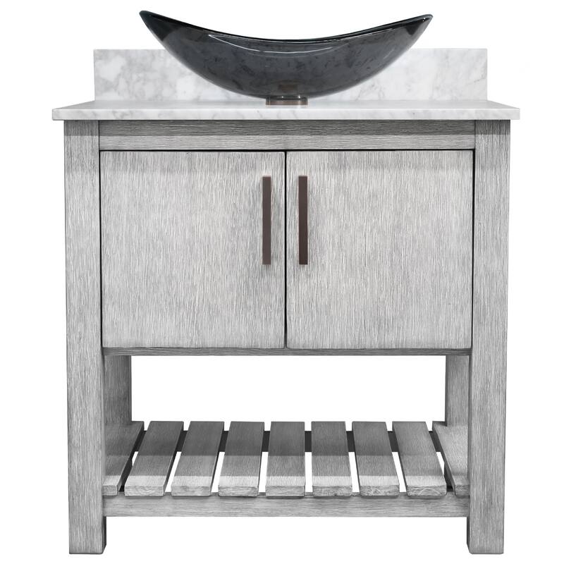 Miseno MV-30SG-NOBV-CAR-324G-MIR 30" Free Standing Single Basin Vanity